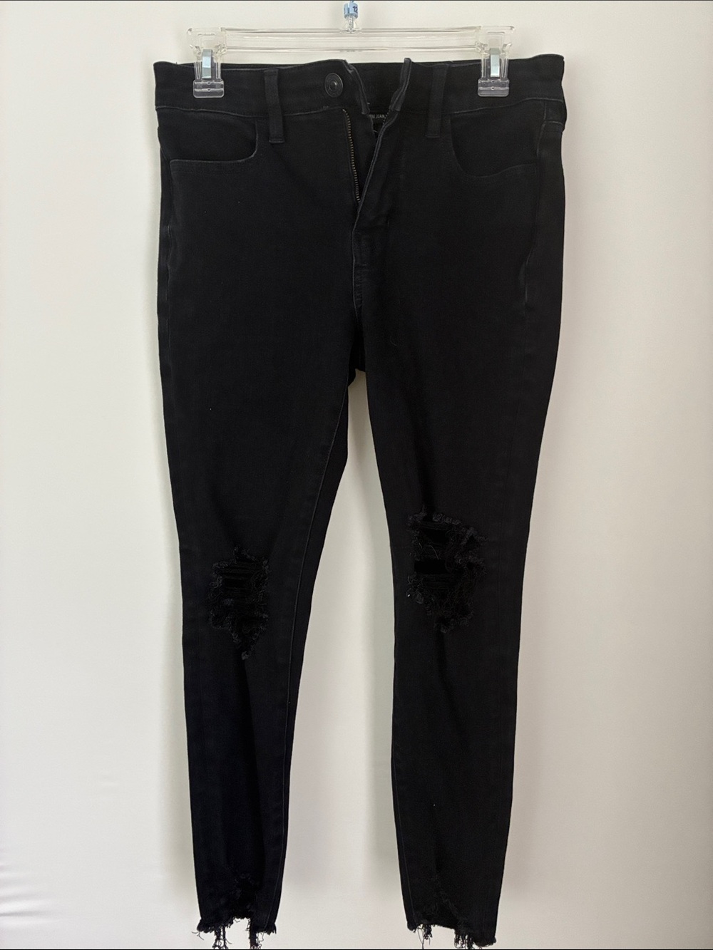 American Eagle Black Distressed Skinny Jeans